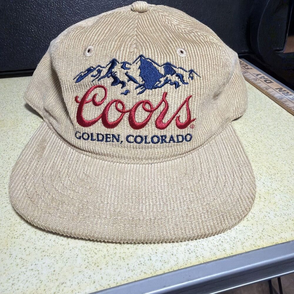 COORS Licensed Banquet Beige Corduroy Snapback Hat Golden Colorado Cap New W/Tag